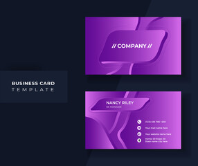 Purle background shape business card template
