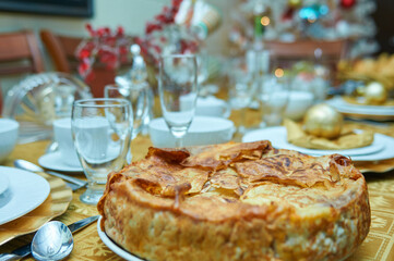 Timballo typical Italian food based on secret family recipe handed down by generations from Abruzzo Teramo region of Italy. 