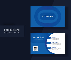 Blue Professional business card Template With Soft Gradient.