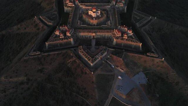 Fortress of Elvas, historical city of Portugal near of Spain. Aerial drone Footage