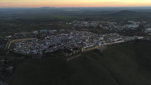 Elvas, historical city of Portugal near of Spain. Aerial drone Footage