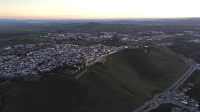 Elvas, historical city of Portugal near of Spain. Aerial drone Footage