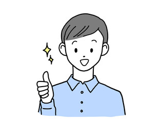 いいねポーズする若い男性 