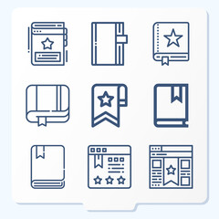 Simple set of 9 icons related to bookmark