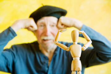 Artist Mimics a Wooden Figure