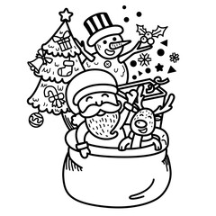 Hand drawn santa claus happy new year and merry christmas.illustration vector