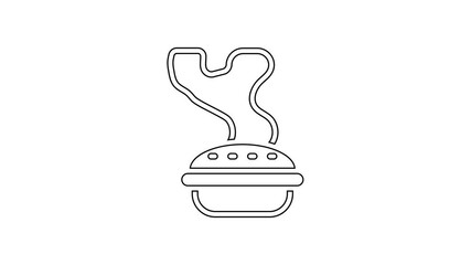 Black line Homemade pie icon isolated on white background. 4K Video motion graphic animation.