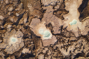 Fototapeta na wymiar Salt pond in the dry land in Qinghai, China.