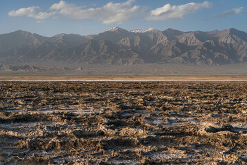 The dry land, the soil by the salt lake in Qinghai, China.