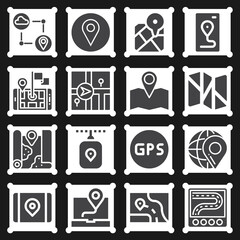 16 pack of gps  filled web icons set