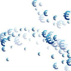 Euro blue symbols flying currency vector 