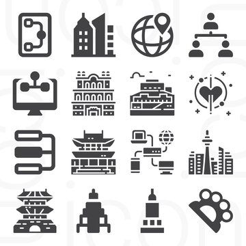 16 pack of authorities  filled web icons set