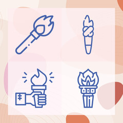 Simple set of velvet plant related lineal icons
