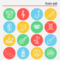 Fototapeta premium 16 pack of freshwater lineal web icons set