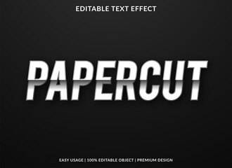 papercut text effect template with bold and realistic style use for business logo and brand