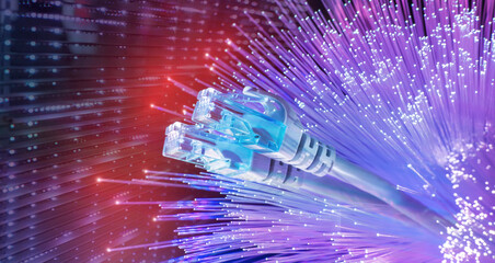 network cables with fiber optical background