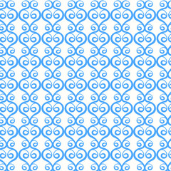 Abstract Seamless Pattern. Seamless Pattern with Spirals. White Background and Picton Blue Pattern . Seamless vector background.Graphic modern pattern.