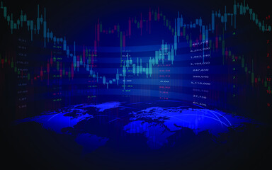 Stock market or forex trading candlestick graph in graphic design for financial investment concept