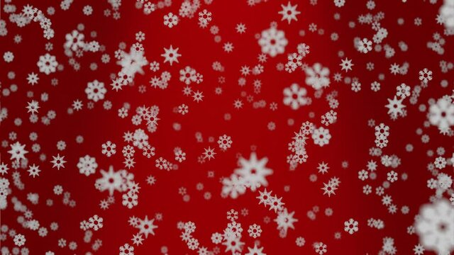 3D Render, Abstract falling particles snowflakes animation