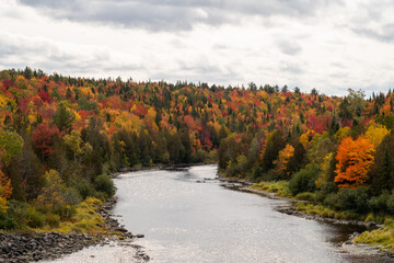 Beautiful autumnal view of the river Saint-François in Quebec