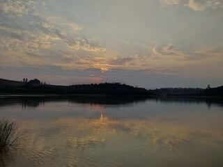 Fototapeta premium sunset over the river