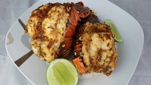 Superb presentation of this plate of lobster tail