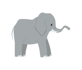 Elephant large cartoon mammal animal character, vector illustration isolated.