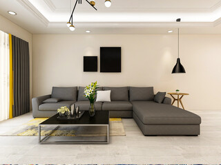 Modern living room with sofa, TV, etc