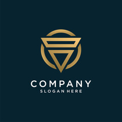 Letter logo with initial V, golden, technology, company, business, concept, Premium Vector Part 7