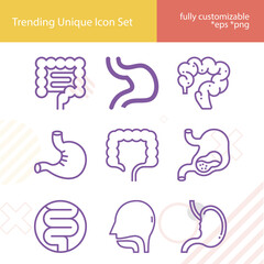 Simple set of gastric related lineal icons.