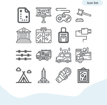 Simple set of trip related lineal icons.