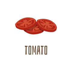 Tomato ingredient for burger, flat cartoon vector illustration isolated