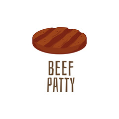 Beef patty ingredient for burger, flat cartoon vector illustration isolated