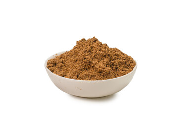 Mix spices in a bowl isolated on white.