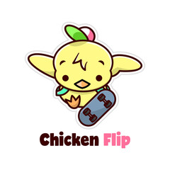 FUNNY LITTLE CHICKEN DOING SKATE BOARD KICK FLIP