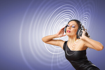 Portrait of young woman with headphones