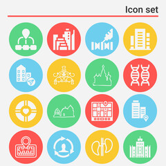 16 pack of structures  filled web icons set