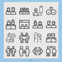 Simple set of acquaintances related lineal icons.