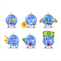 Christmas ball blue cartoon character with cute emoticon bring money