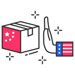 Stop Trading between US and China Concept, Boycott Chinese Products Vector Icon Design, Presidential elections in United States Symbol on White background  