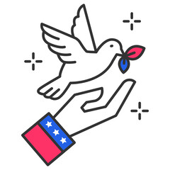 Dove of Peace with Hand Concept Vector Icon Design, Freedom and Independence Sign, Presidential elections in United States Symbol on White background 