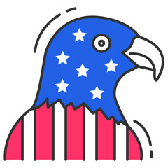Eagle Head american flag Concept Vector Icon Design, Presidential elections in United States Symbol on White background, Independence Day Sign 