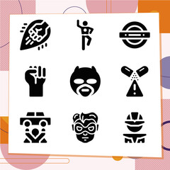 Simple set of 9 icons related to resistance