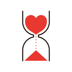 hourglass icon with red heart
