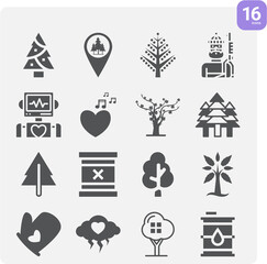 Simple set of oak related filled icons.