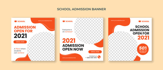 School admission social media post template. Suitable for educational banner - obrazy, fototapety, plakaty