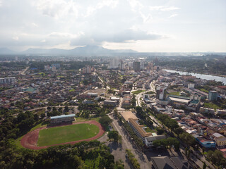 Fototapeta na wymiar aerial view of Sarawak State Hockey Stadium