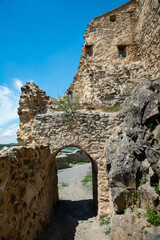 Fototapeta premium medieval fortress with brick walls and ramparts
