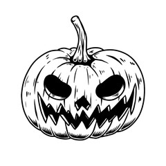 Illustration of scary halloween pumpkin. Design element for poster,card, banner, sign, emblem. Vector illustration