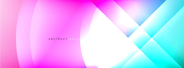 Vector abstract background - circle and cross on fluid gradient with shadows and light effects. Techno or business shiny design templates for text